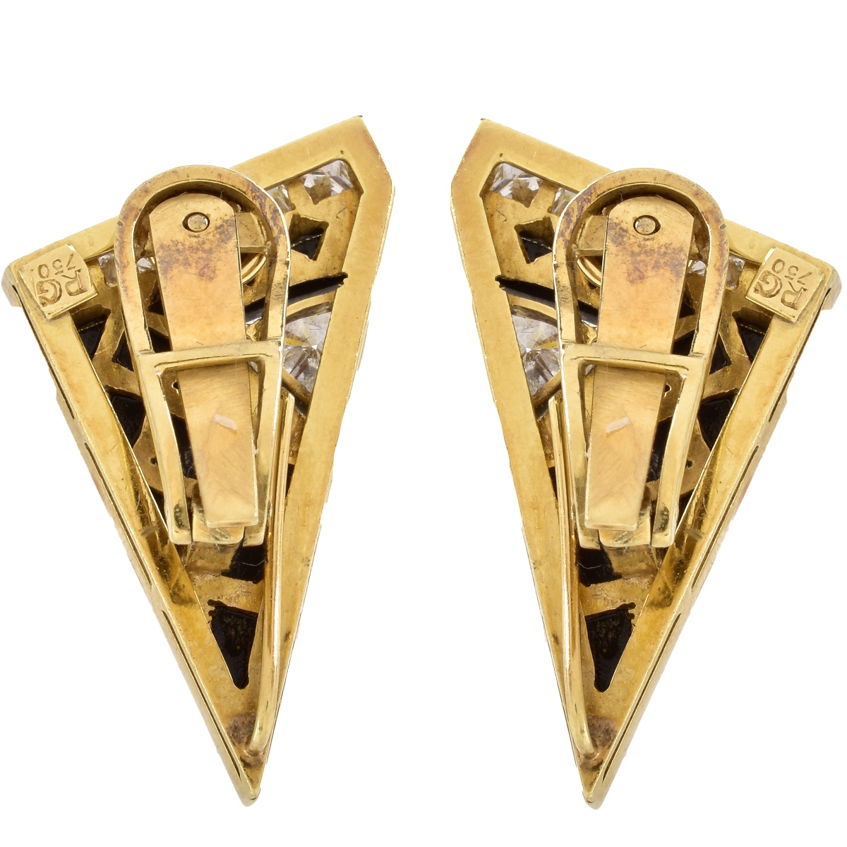 Diamond, Onyx and 18K Gold Earrings