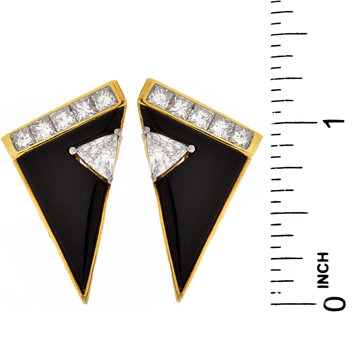 Diamond, Onyx and 18K Gold Earrings