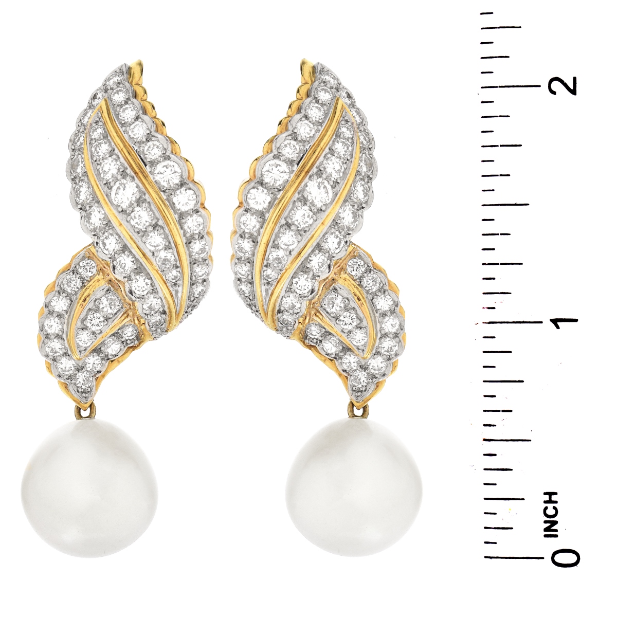 Diamond, Pearl and 18K Gold Earrings