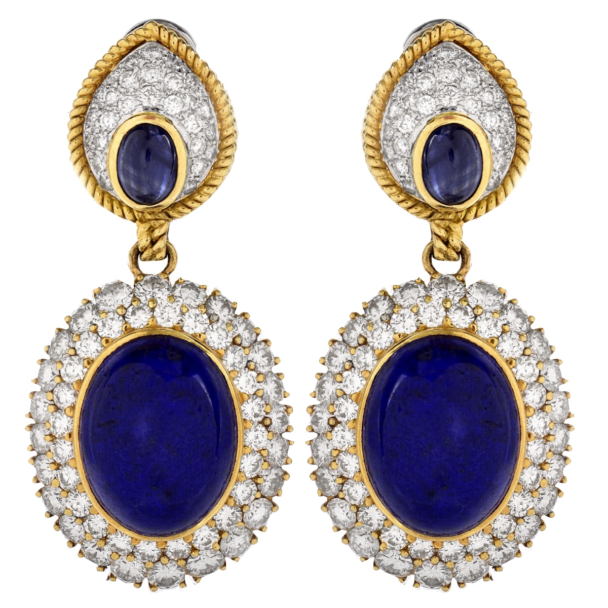 Diamond, Sapphire and 18K Gold Earrings