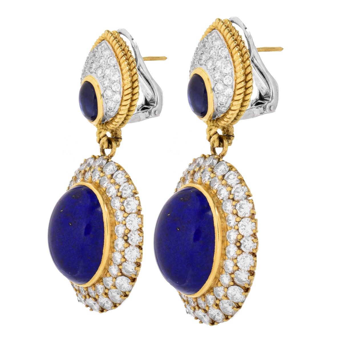 Diamond, Sapphire and 18K Gold Earrings