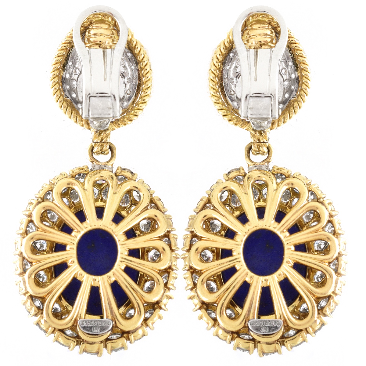 Diamond, Sapphire and 18K Gold Earrings