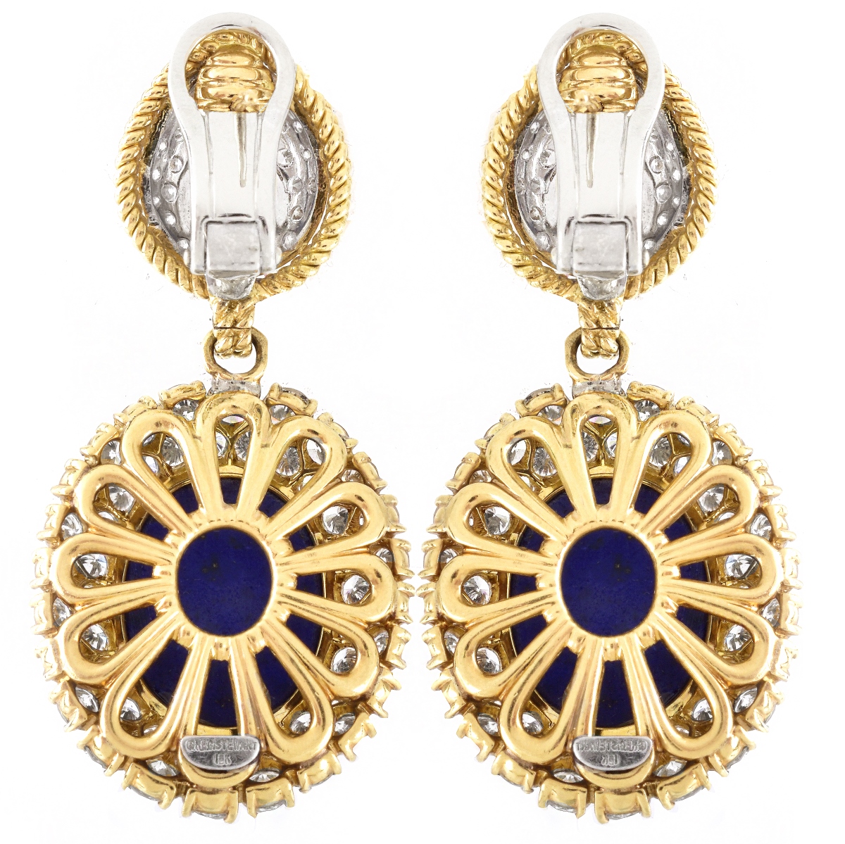 Diamond, Sapphire and 18K Gold Earrings