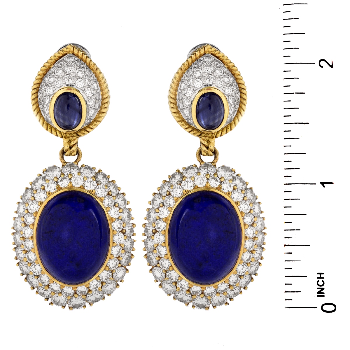 Diamond, Sapphire and 18K Gold Earrings