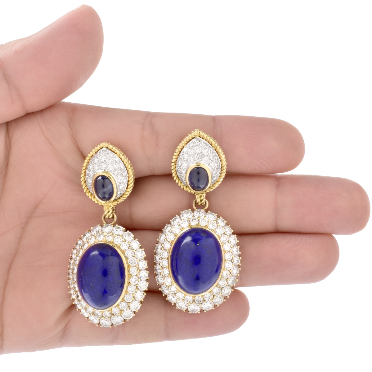 Diamond, Sapphire and 18K Gold Earrings
