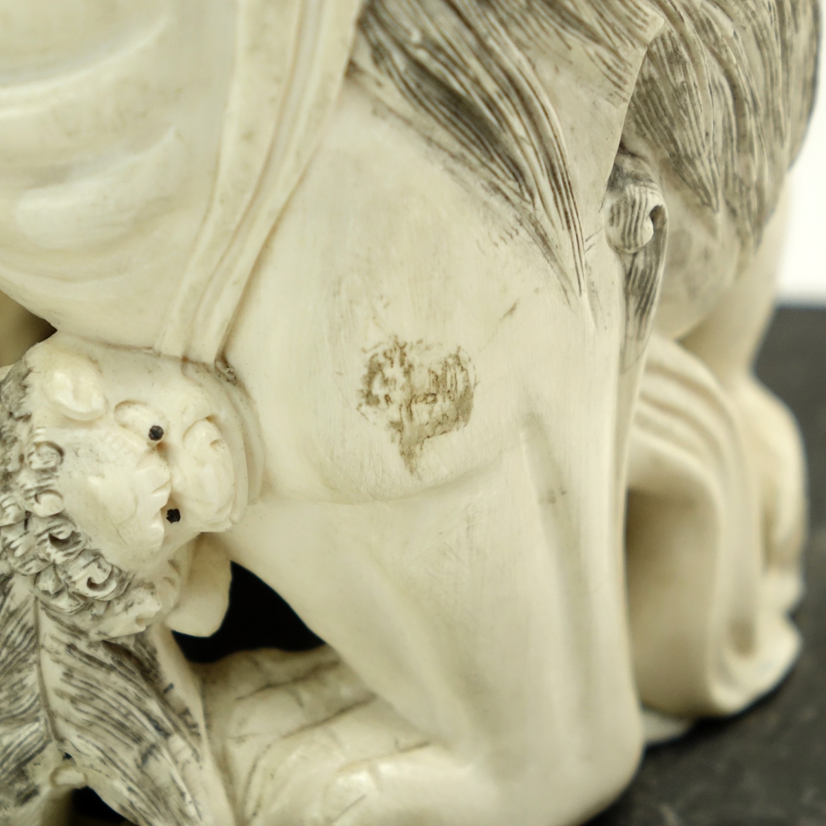 Pair of Chinese Carved Ivory Foo Dogs Figures