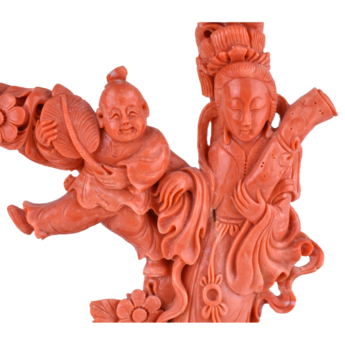 Superb Chinese Carved Pink Coral Group