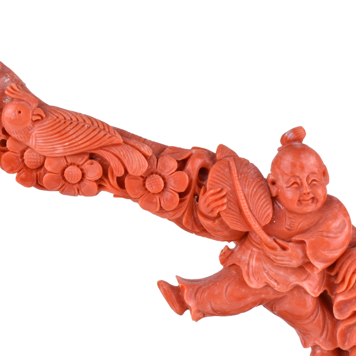 Superb Chinese Carved Pink Coral Group