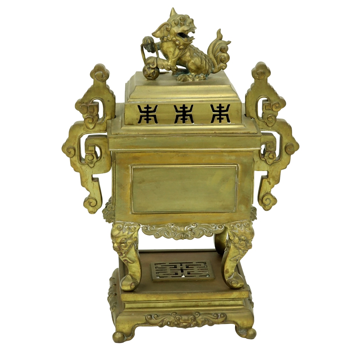 Large Chinese Gilt Bronze Three Piece Incense Burn