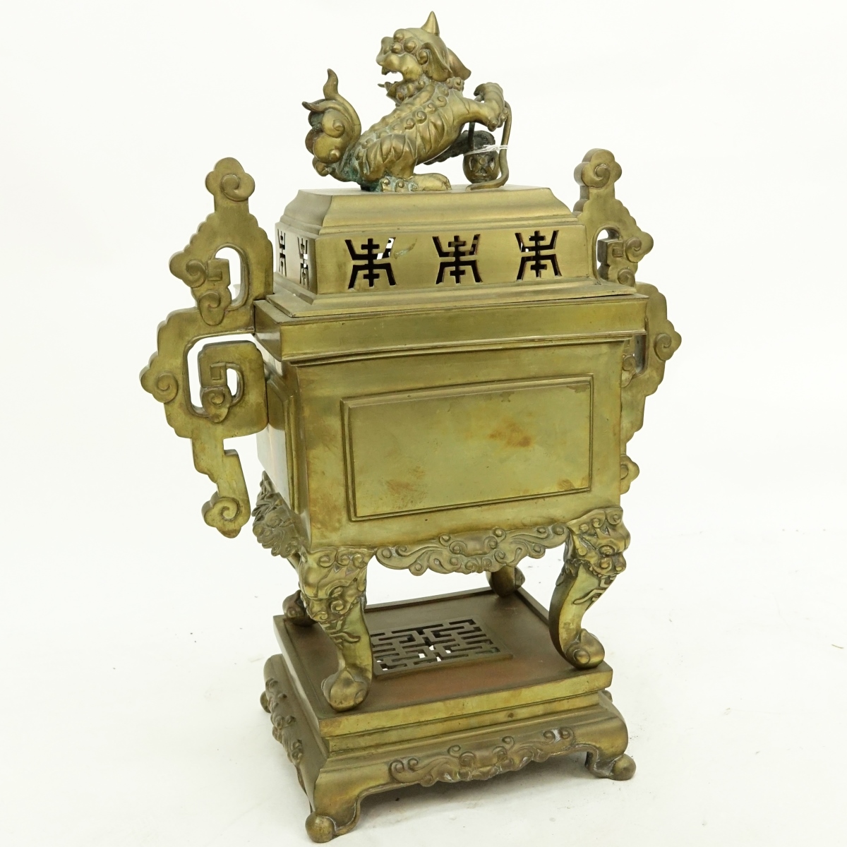 Large Chinese Gilt Bronze Three Piece Incense Burn