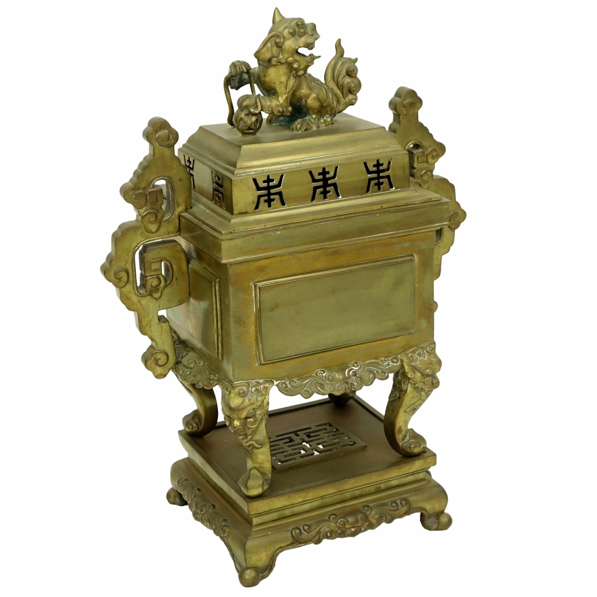 Large Chinese Gilt Bronze Three Piece Incense Burn