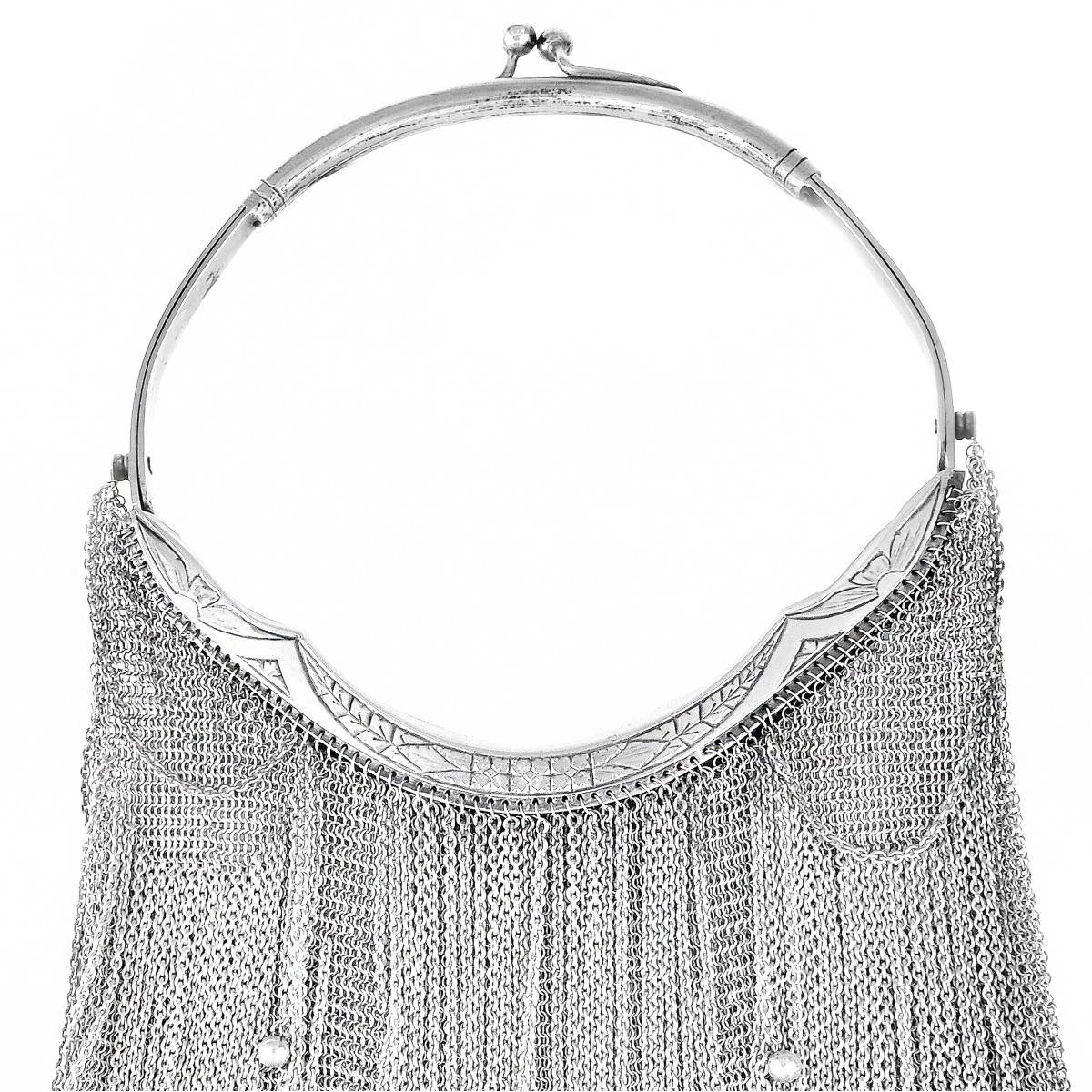 Antique Polish Silver Mesh Evening Purse