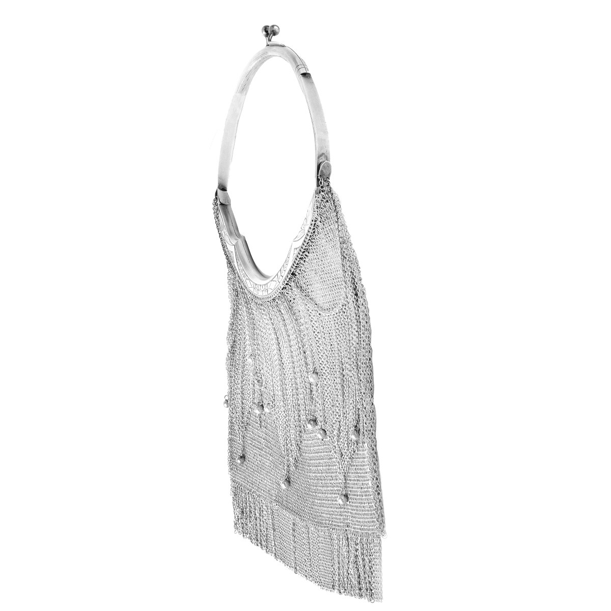 Antique Polish Silver Mesh Evening Purse