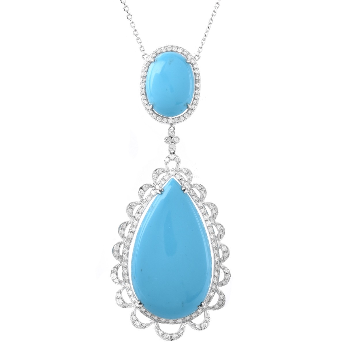 Diamond, Turquoise and 14K Gold Necklace