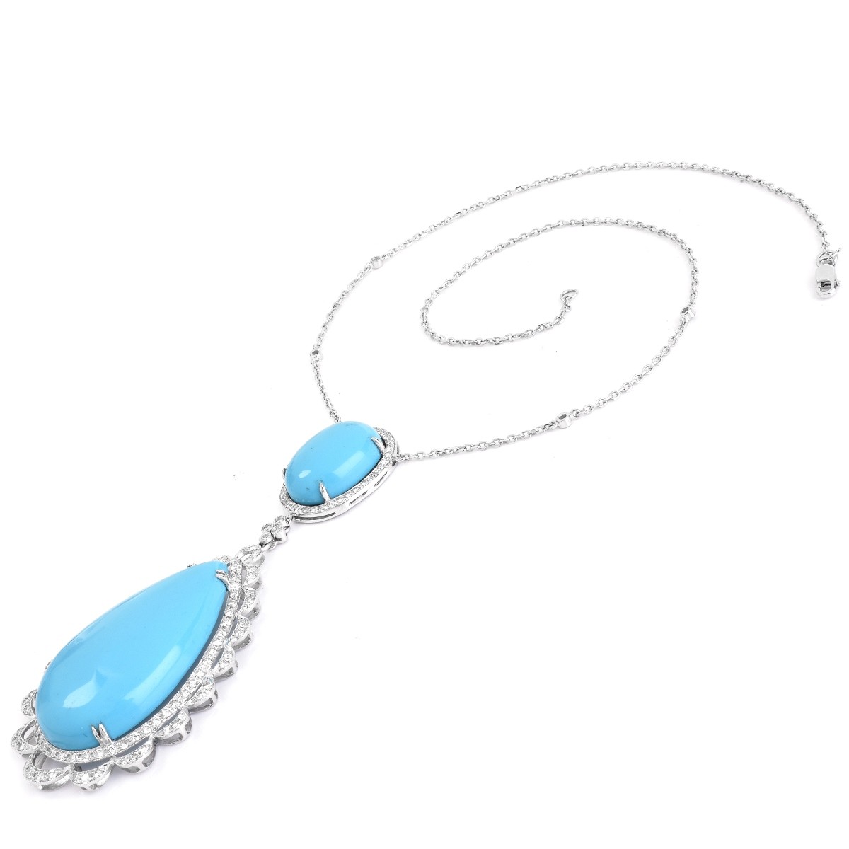 Diamond, Turquoise and 14K Gold Necklace