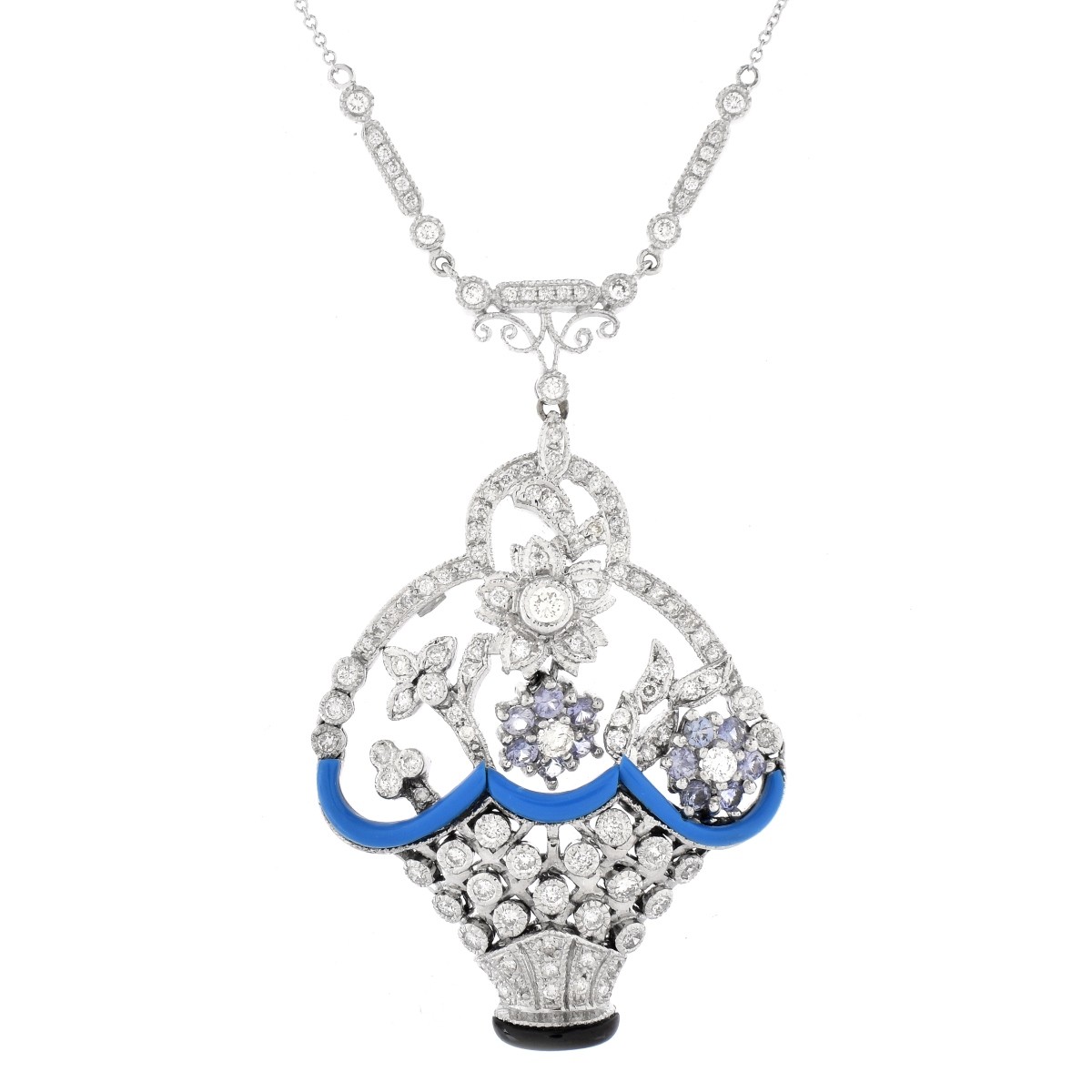 Diamond, Sapphire and 18K Gold Necklace
