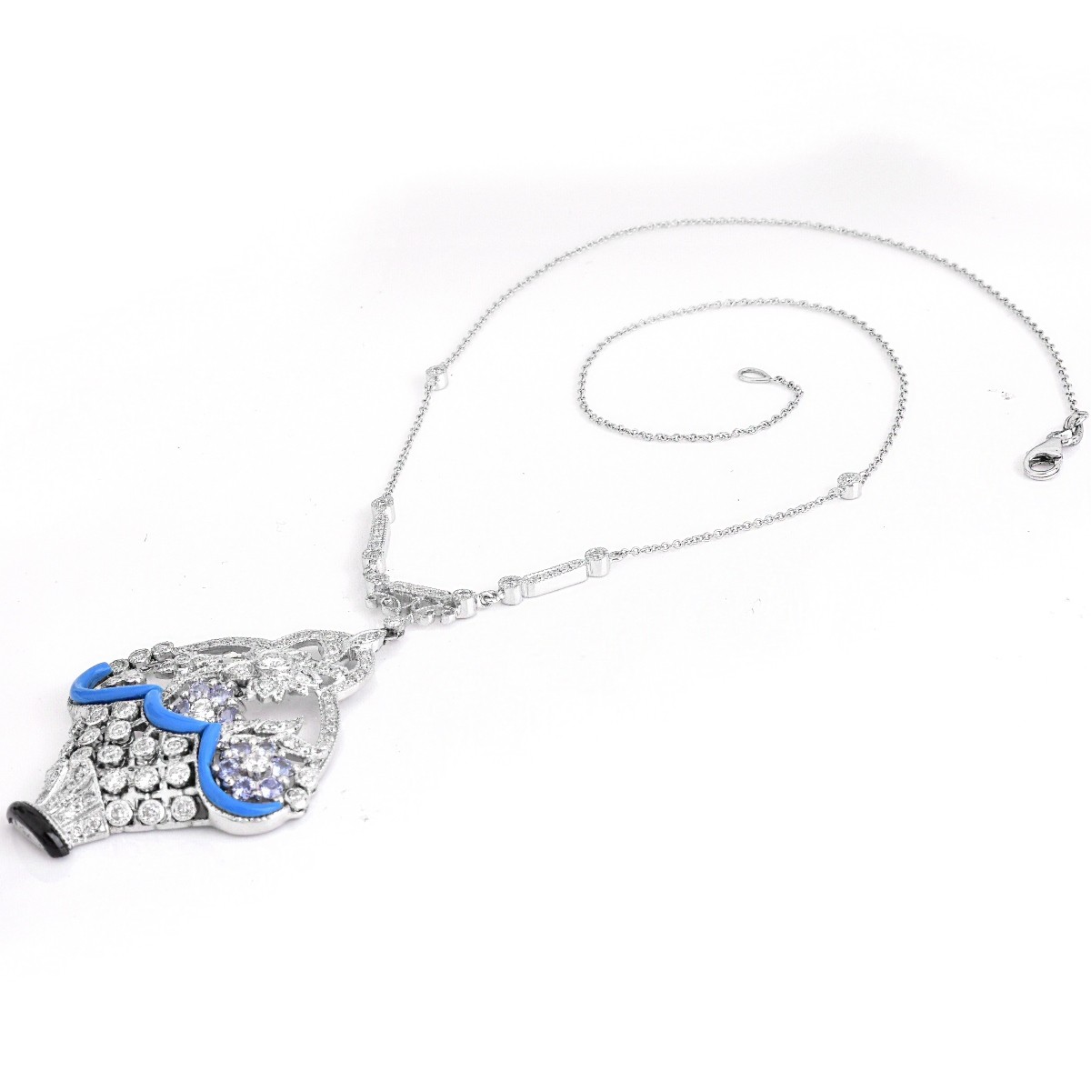 Diamond, Sapphire and 18K Gold Necklace