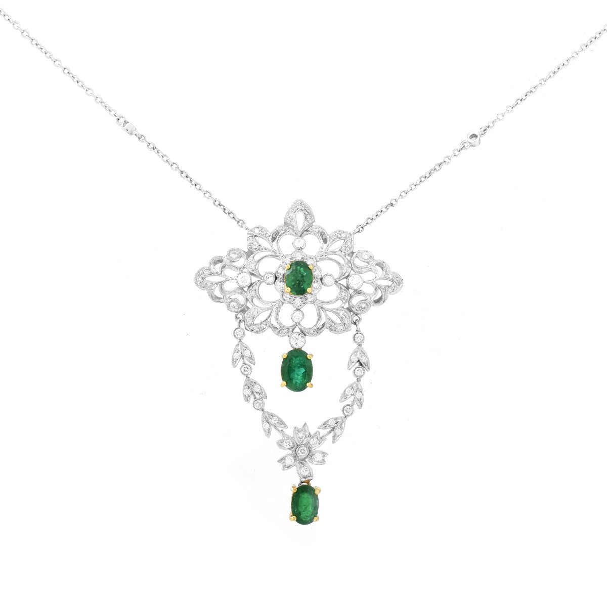Emerald, Diamond and 18K Gold Necklace