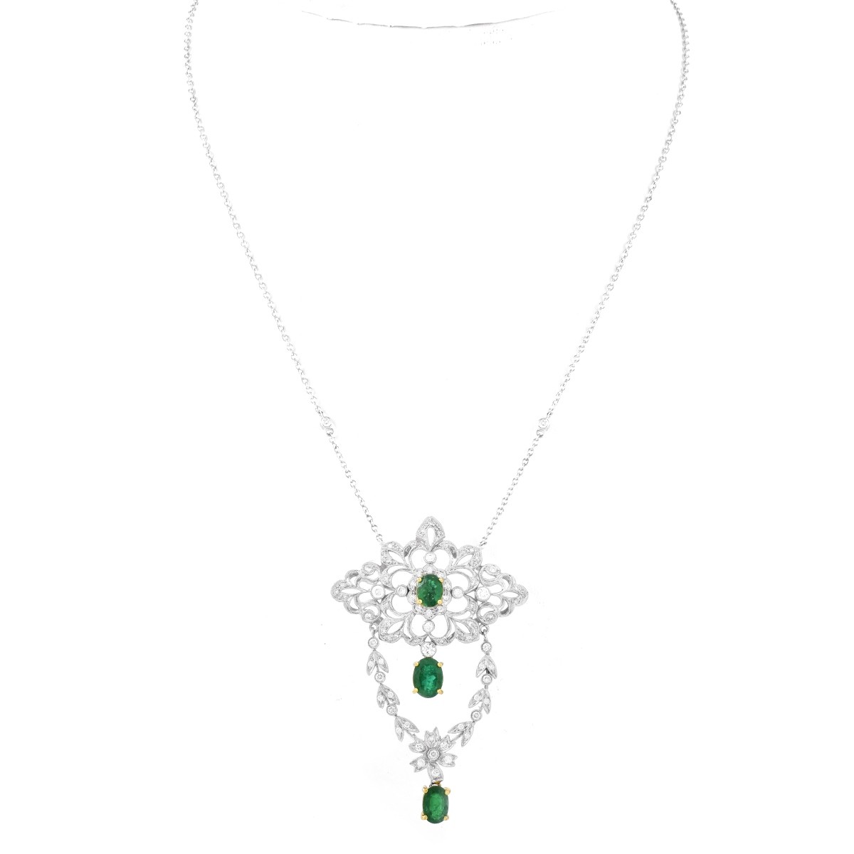 Emerald, Diamond and 18K Gold Necklace