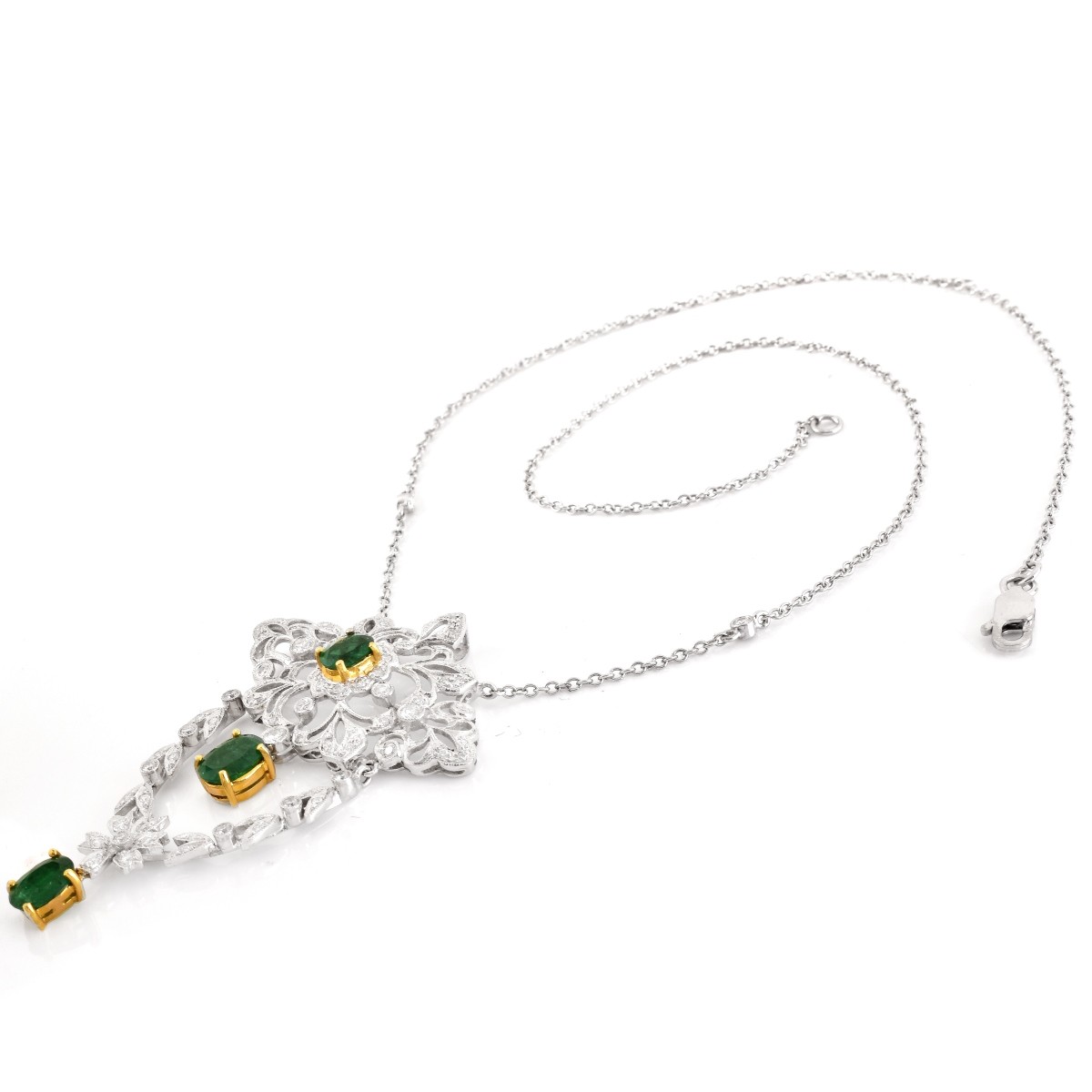 Emerald, Diamond and 18K Gold Necklace