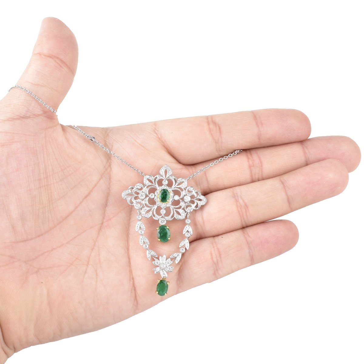 Emerald, Diamond and 18K Gold Necklace