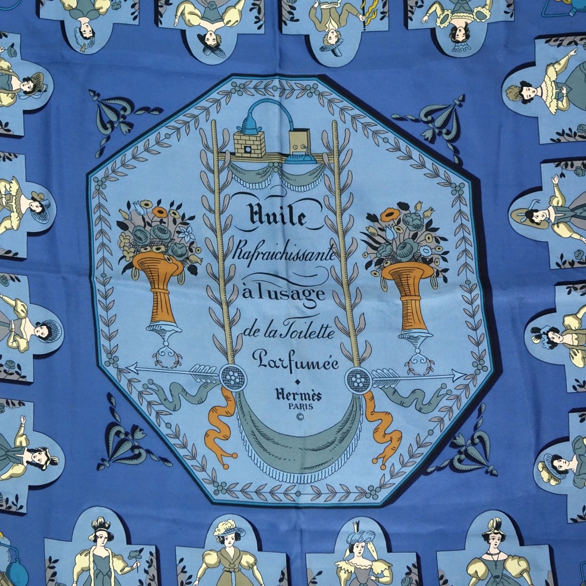 Hermes "Huile Rafraichissante" Twill Silk Scarf