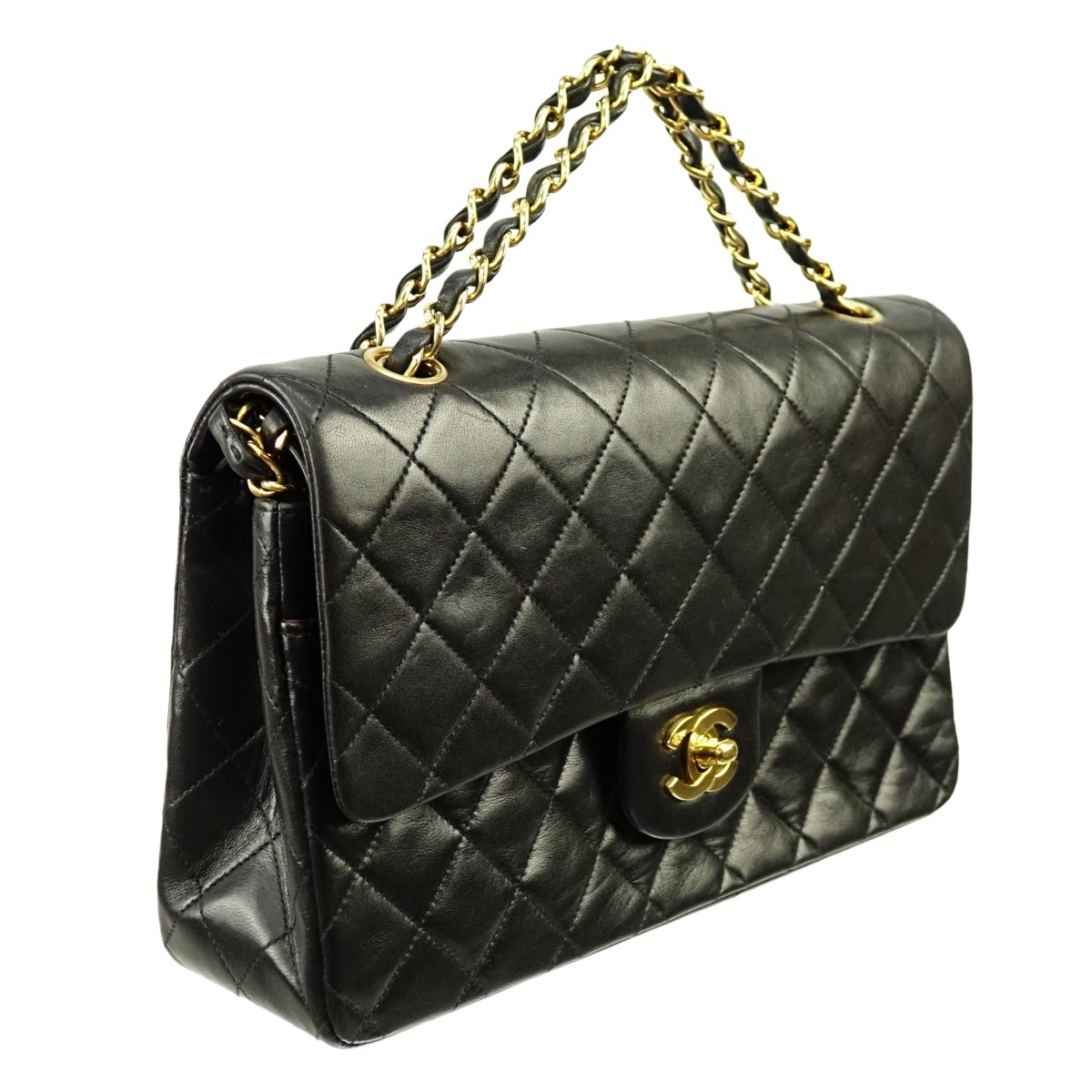 Chanel Black Quilted Leather Double Flap Bag 26