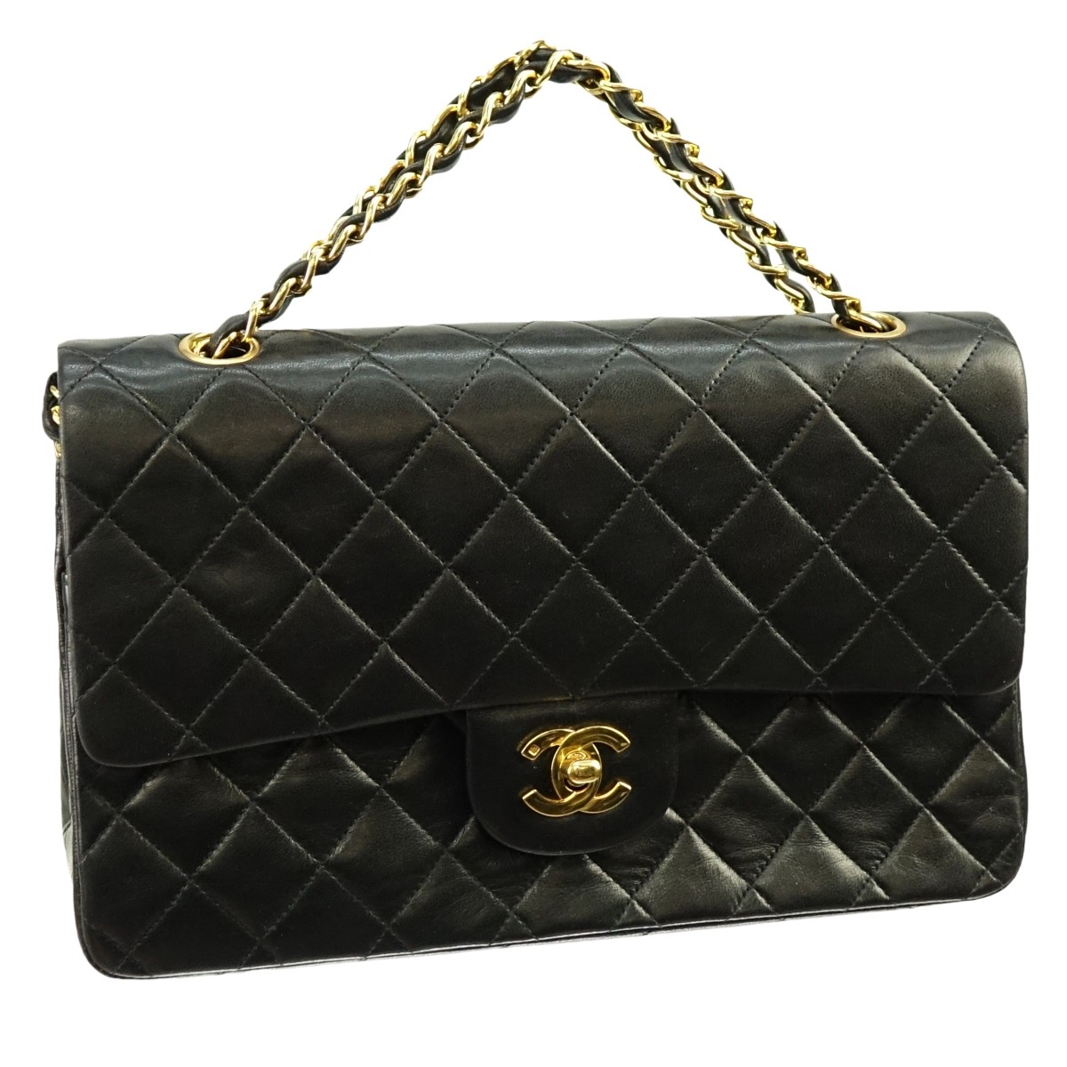 Chanel Black Quilted Leather Double Flap Bag 26