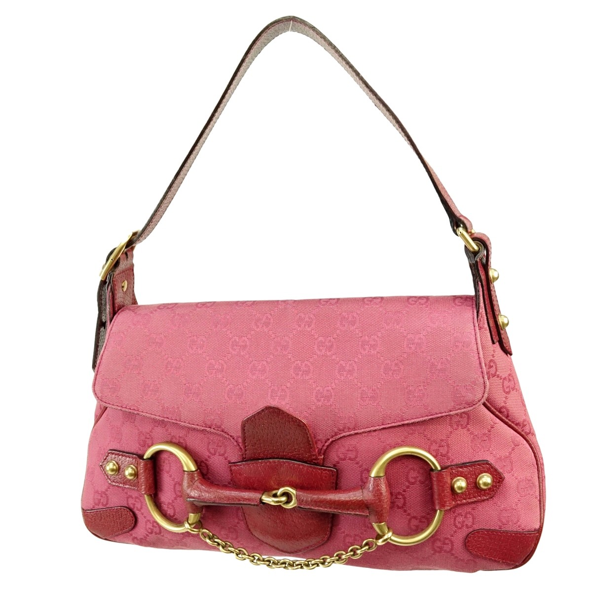 Gucci Magenta Signature Horse Bit Saddle Bag