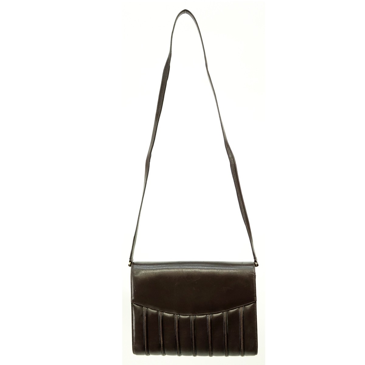 Gucci Brown Leather Vintage Flap Shoulder Bag