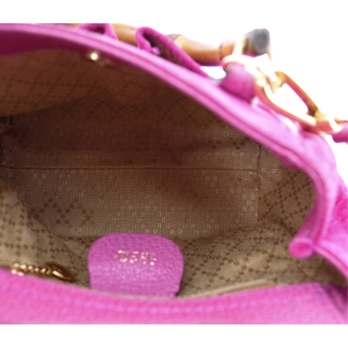 Gucci Pink Suede And Leather Bamboo Tote Mini