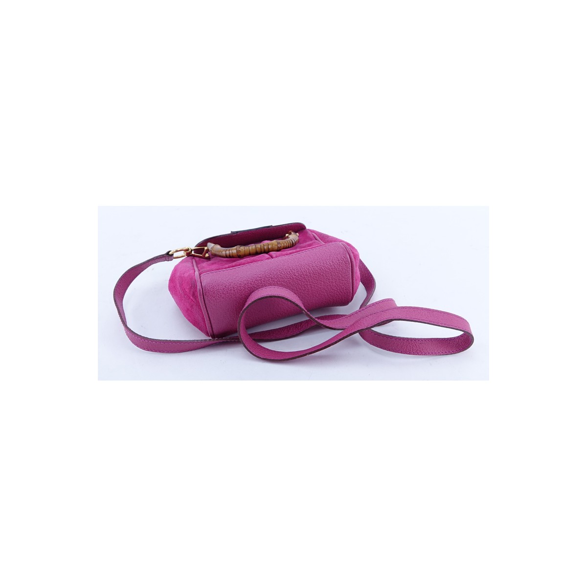 Gucci Pink Suede And Leather Bamboo Tote Mini