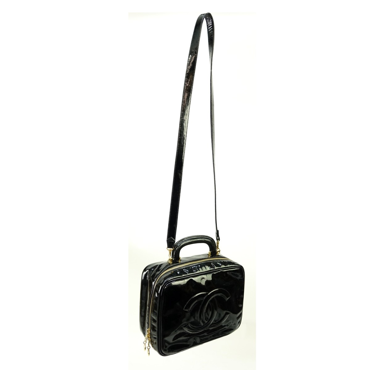 Chanel Black Patent Leather Cosmetic Shoulder Bag