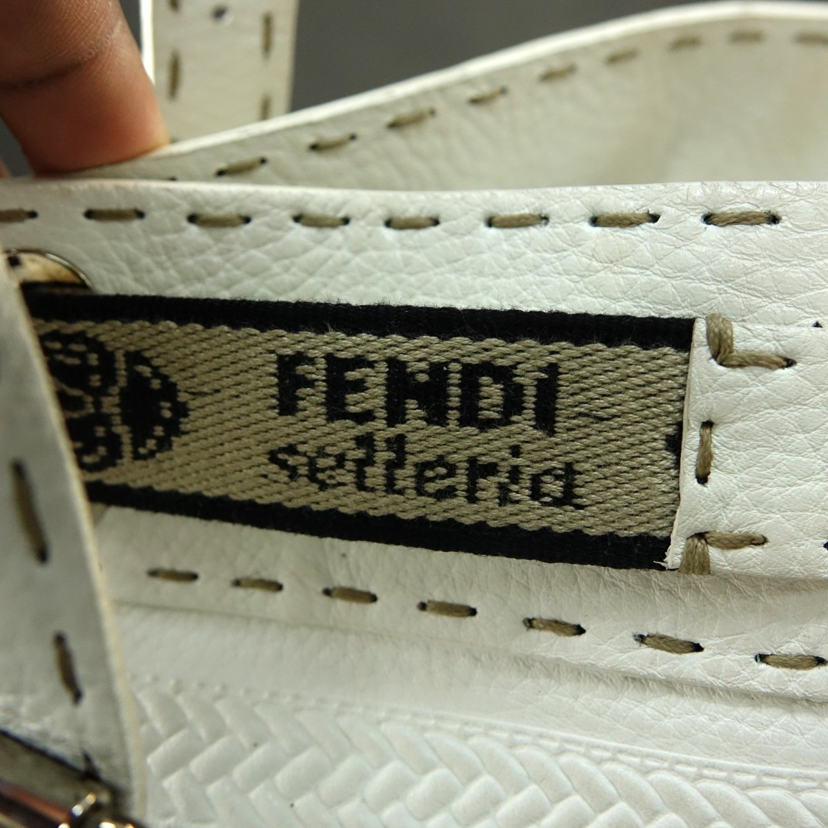 Fendi White Leather Selleria Tote Horse Bag