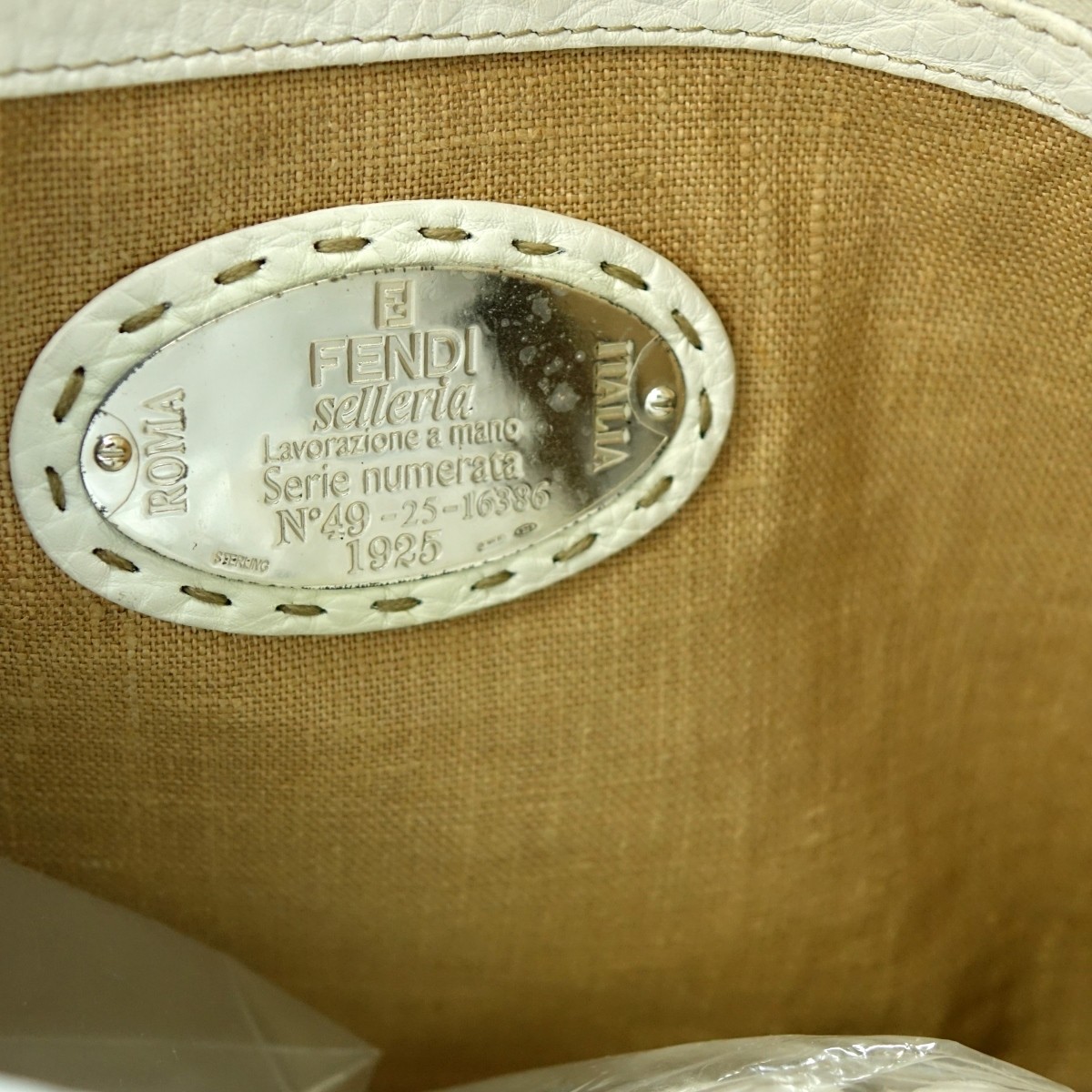 Fendi White Leather Selleria Tote Horse Bag