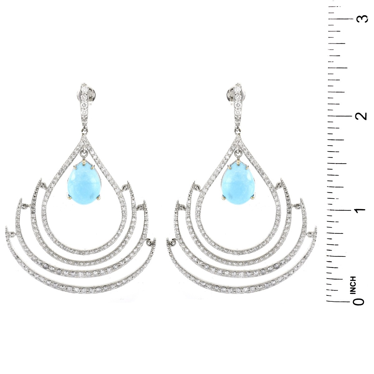 Diamond, Turquoise and 14K Gold Earrings