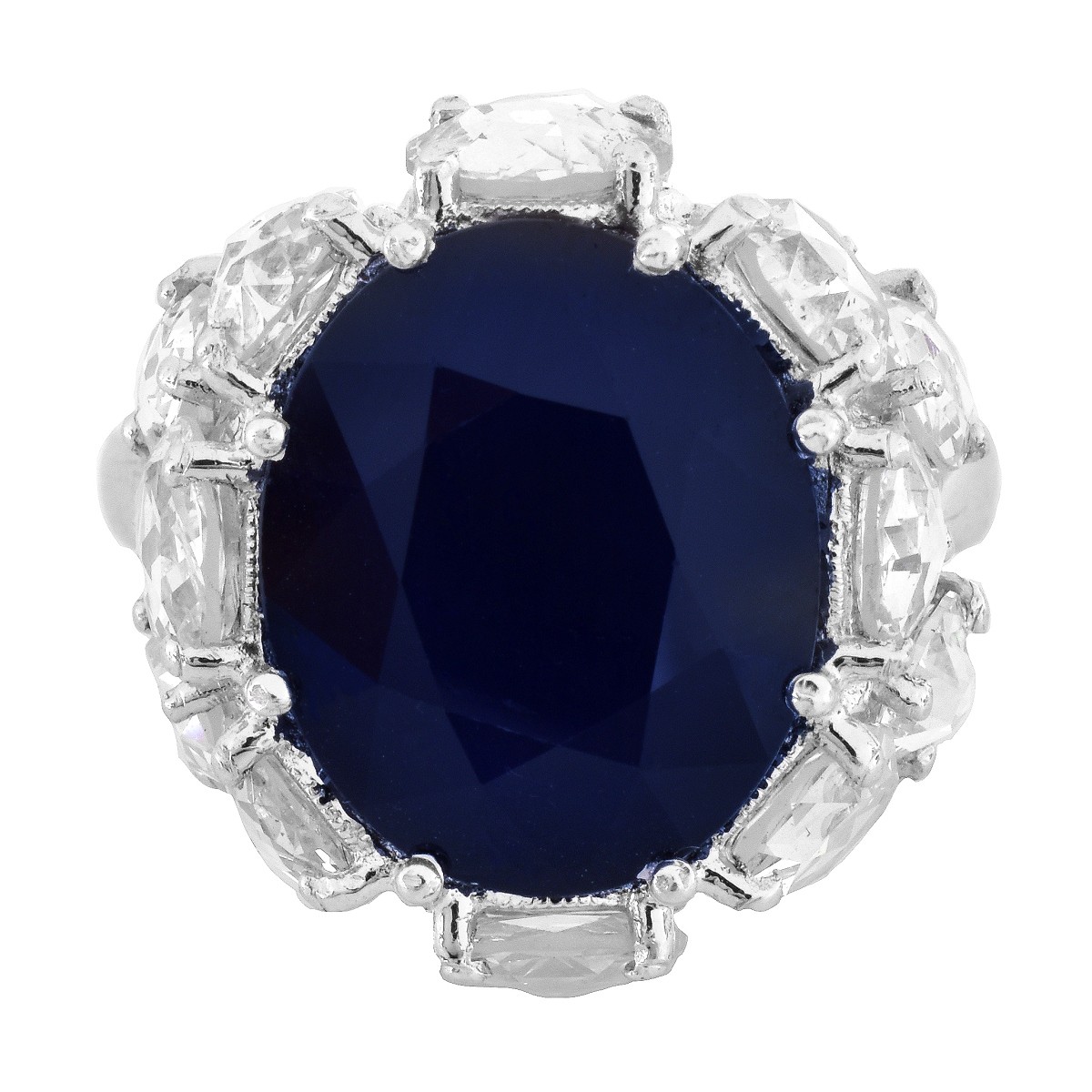 Sapphire, Diamond and Platinum Ring