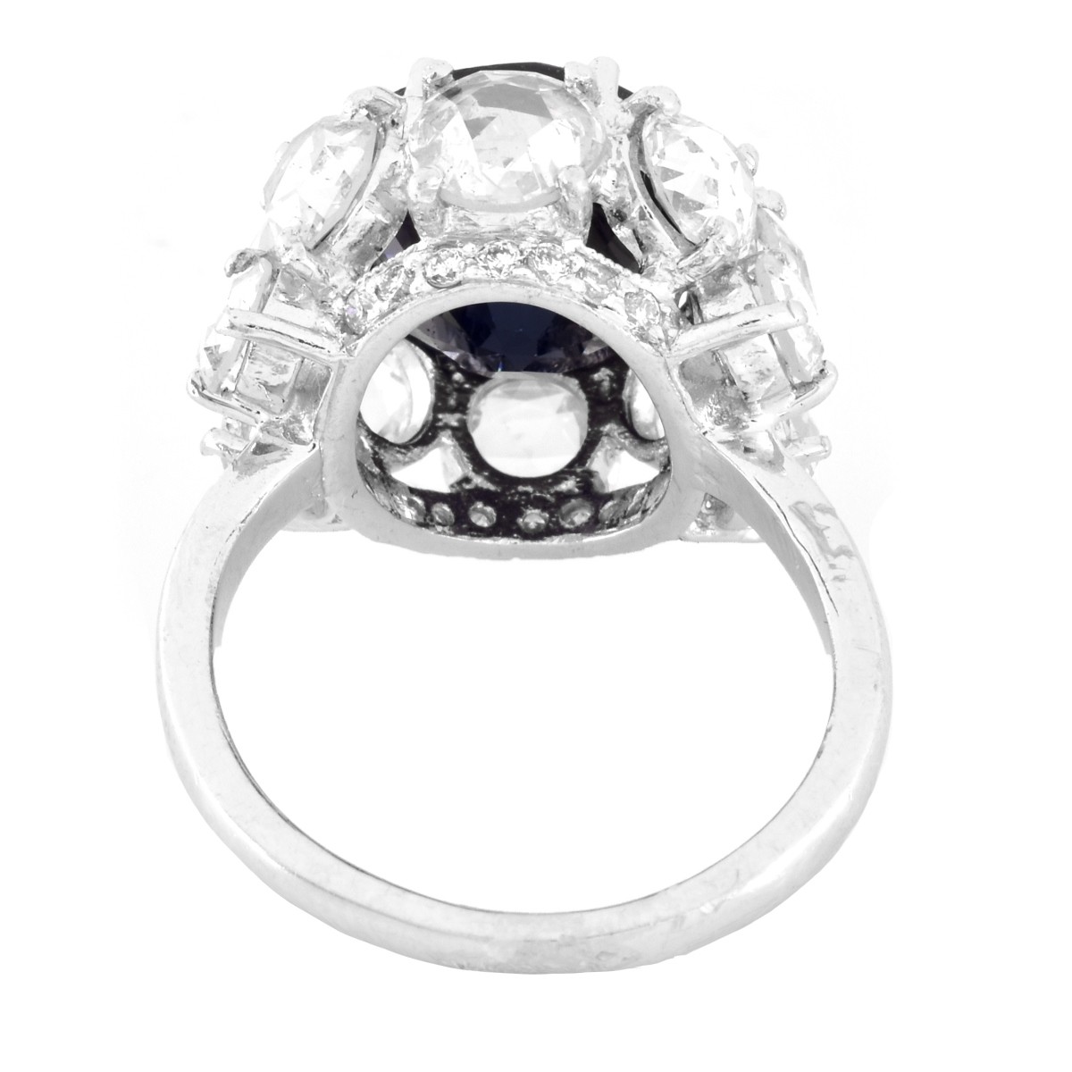 Sapphire, Diamond and Platinum Ring
