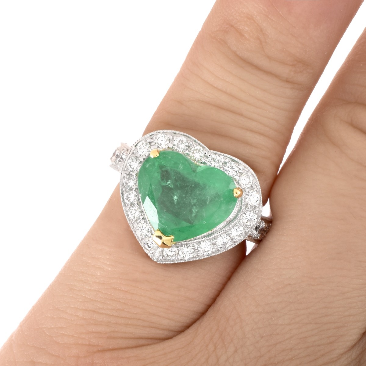 Emerald, Diamond and 18K Gold Ring