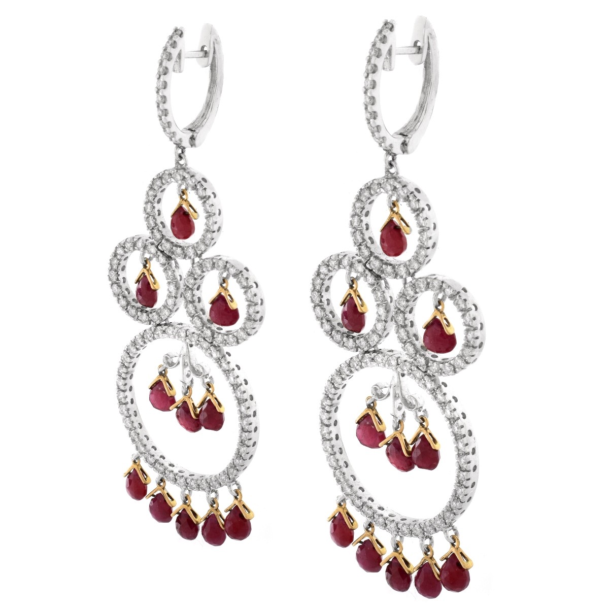 Ruby, Diamond and 18K Gold Earrings