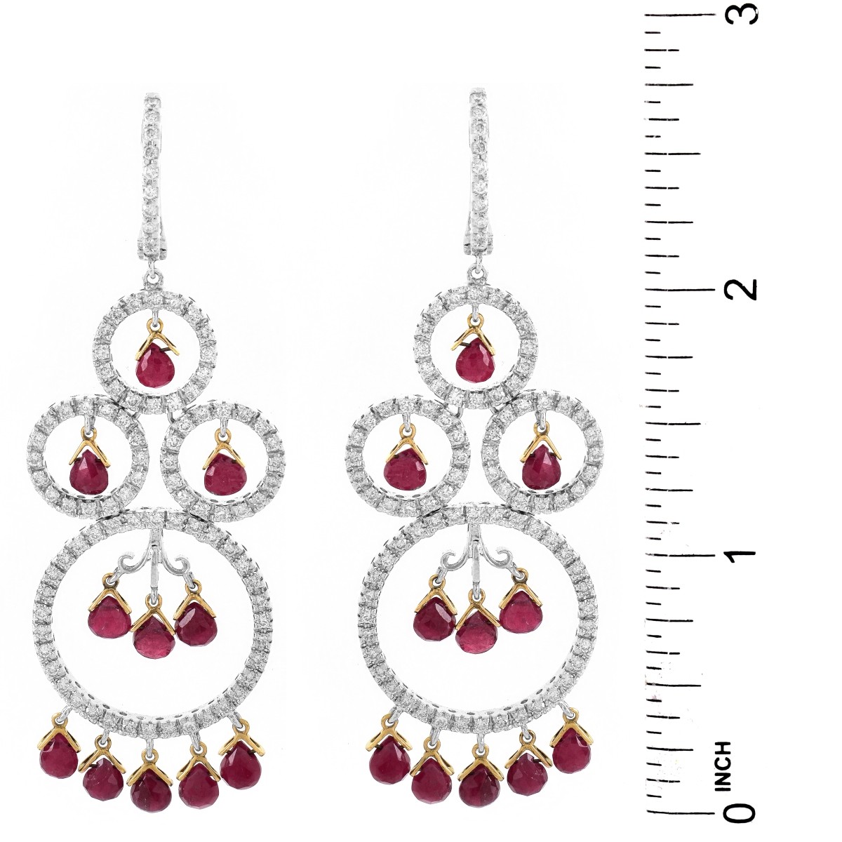Ruby, Diamond and 18K Gold Earrings