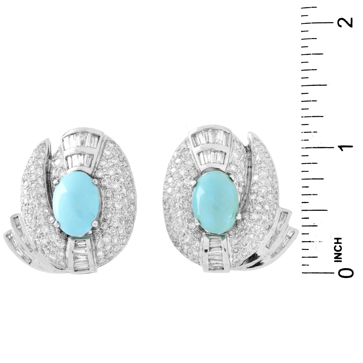Diamond, Turquoise and 18K Gold Earrings