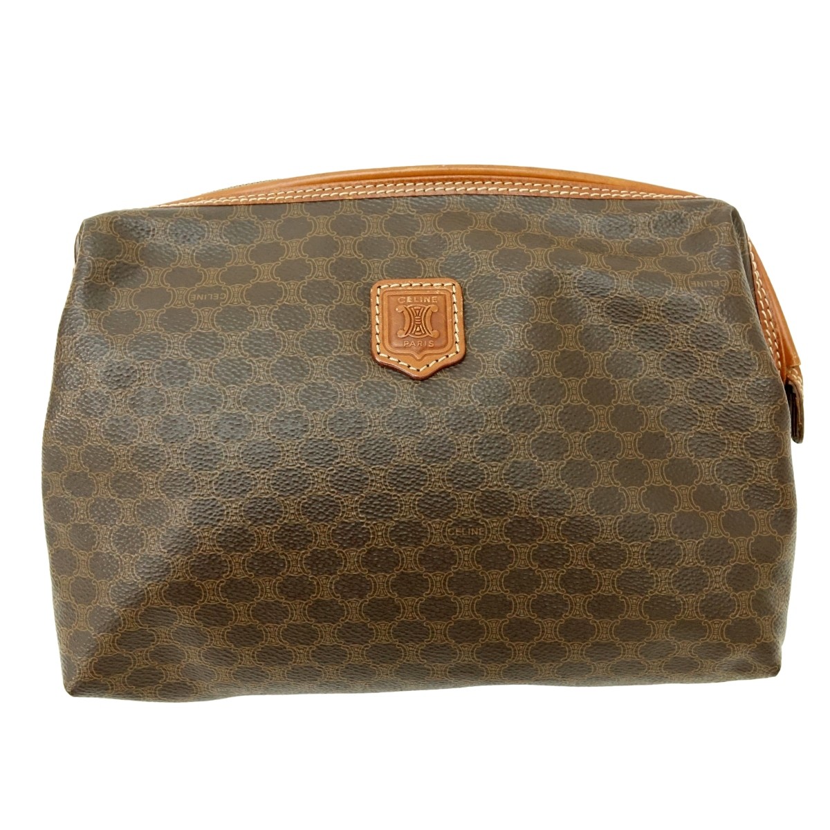 Celine Brown Macadame Canvas Vintage Pouch