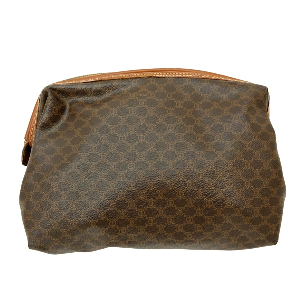 Celine Brown Macadame Canvas Vintage Pouch