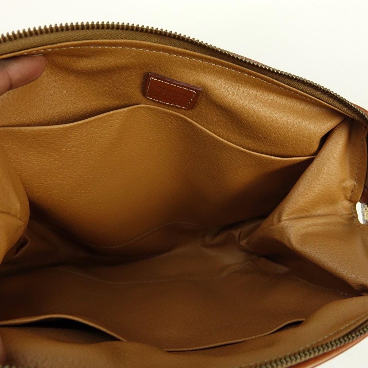 Celine Brown Macadame Canvas Vintage Pouch