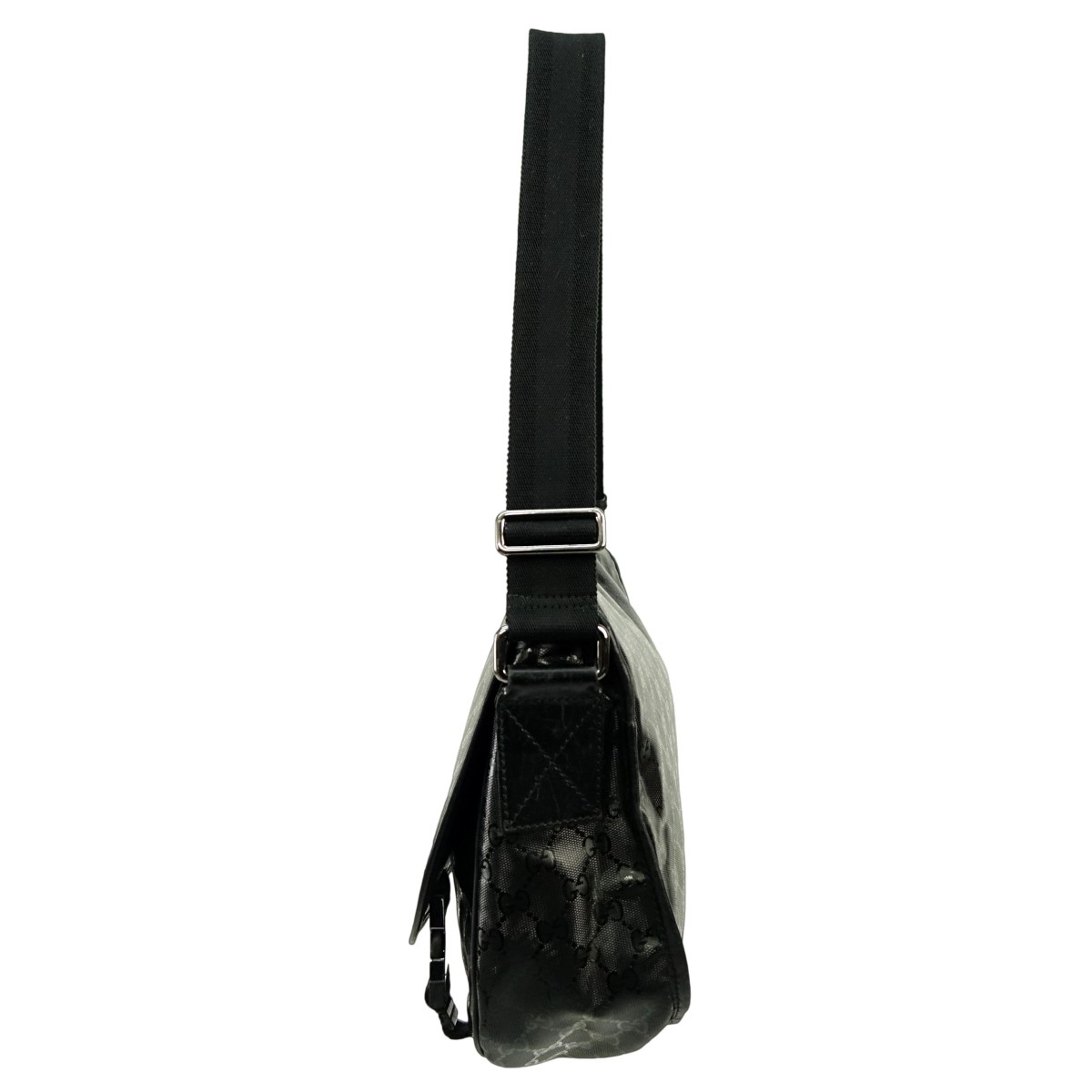 Gucci Black Coated Canvas Imprime Flap Messenger