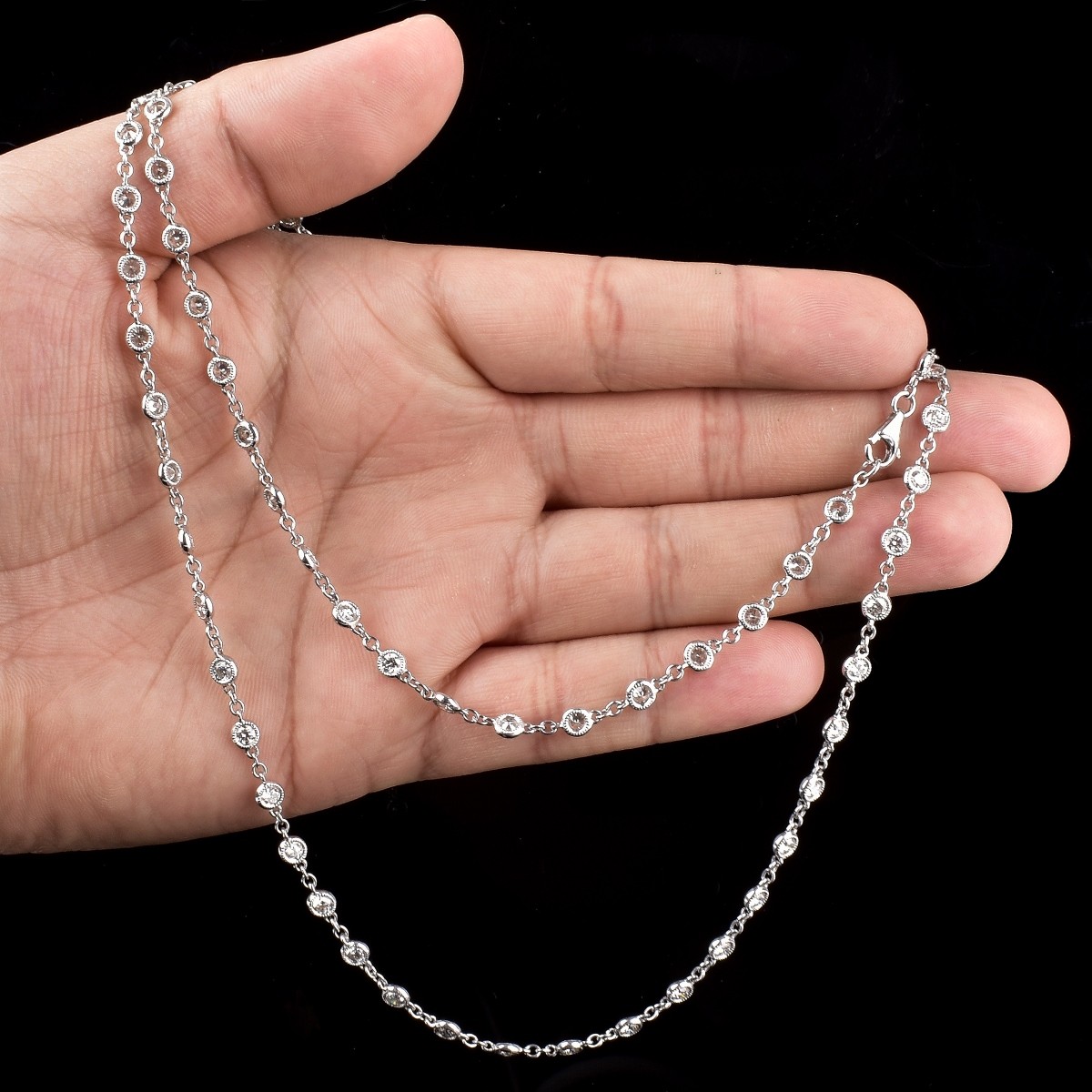 Tiffany style Diamond and 18K Gold Necklace