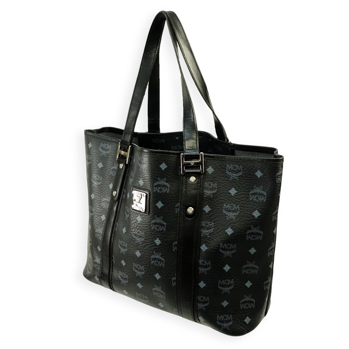 MCM Black Visetos Coated Canvas Shopping Tote