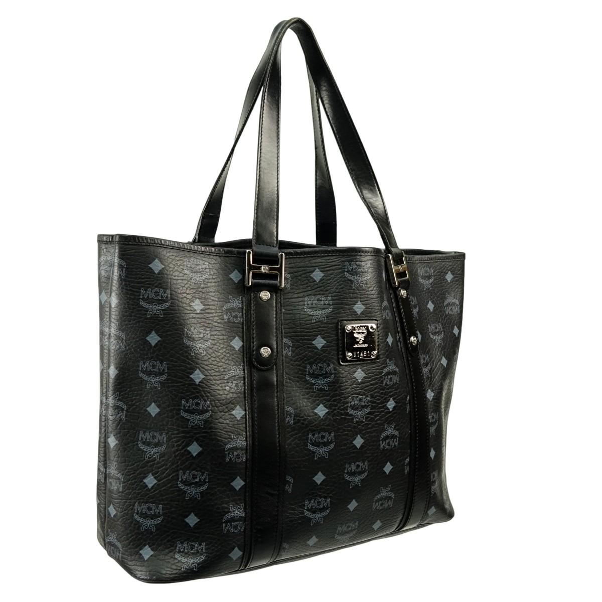 MCM Black Visetos Coated Canvas Shopping Tote