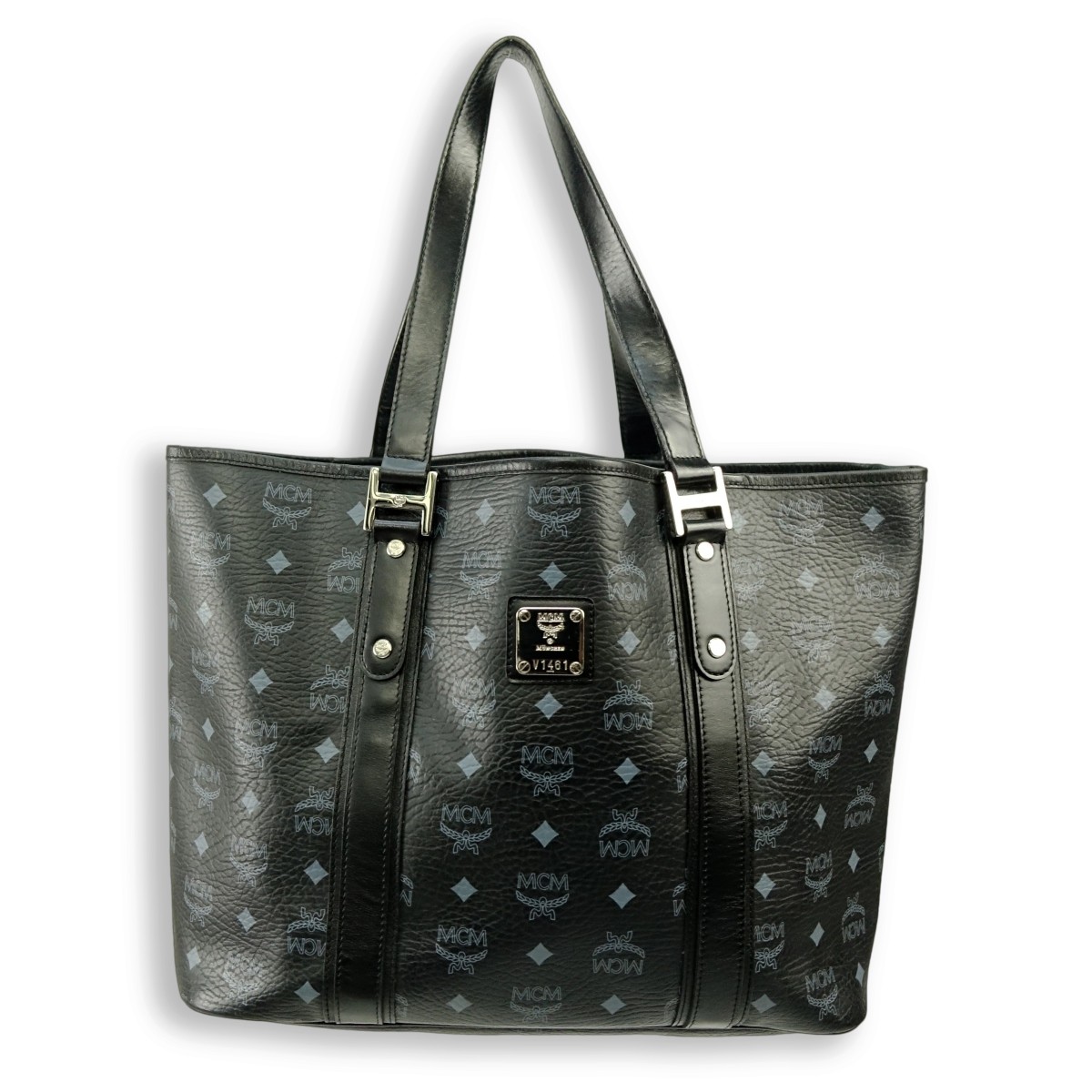 MCM Black Visetos Coated Canvas Shopping Tote